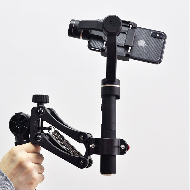 Phone Stabilizer - 4th Axis Gimbal with spring-loaded arm for DJI Osmo, compatible with all phone models and three-axis gyroscope stabilizers. Ideal for smooth handheld video recording.