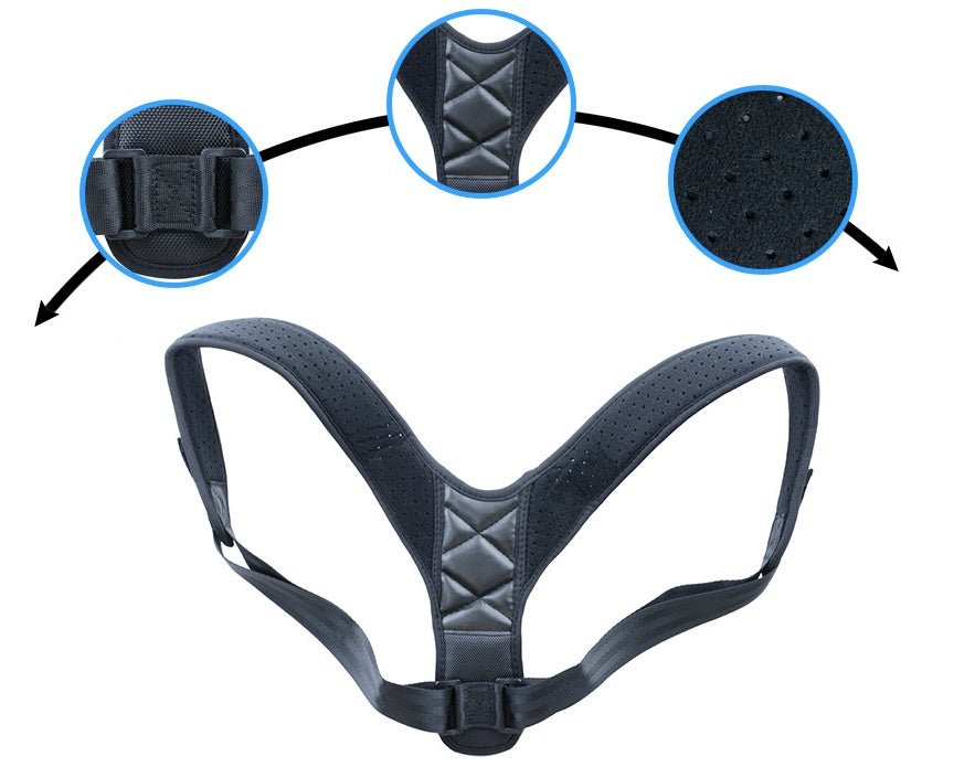 Medical Clavicle Posture Corrector Lower Back Correction Strap worn by man and woman, showing adjustable back support design. Ideal for posture improvement and spine alignment.