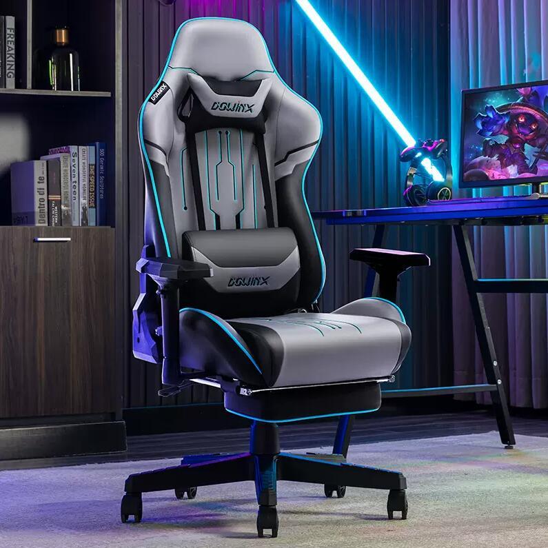 Dowinx Men's Chair Human Body Gaming chair in yellow and black leather with 4D adjustable armrests and ergonomic metal frame, ideal for gamers.