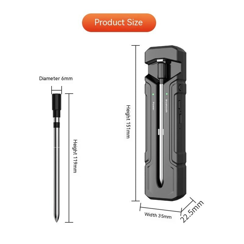 Wireless Kitchen Oven Thermometer with black dual-probe design, Bluetooth connectivity, and smartphone app for precise cooking control.