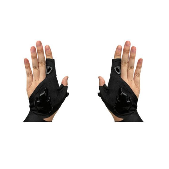 Led Light Charging Fishing Gloves High Elastic Non-slip with built-in LED lights on thumb and forefinger, ideal for night fishing and outdoor use. Made from breathable stretch fabric for comfort and waterproof performance.