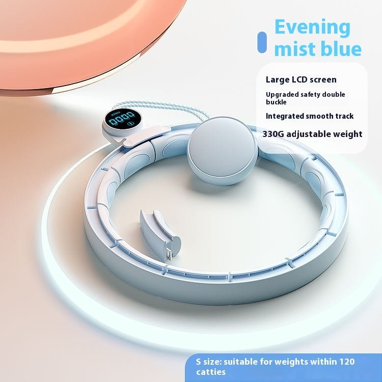 Removable Fitness Intelligent Digital Weight-bearing Fitness Equipment in white, worn around waist with digital display and rotating weights for body shaping.