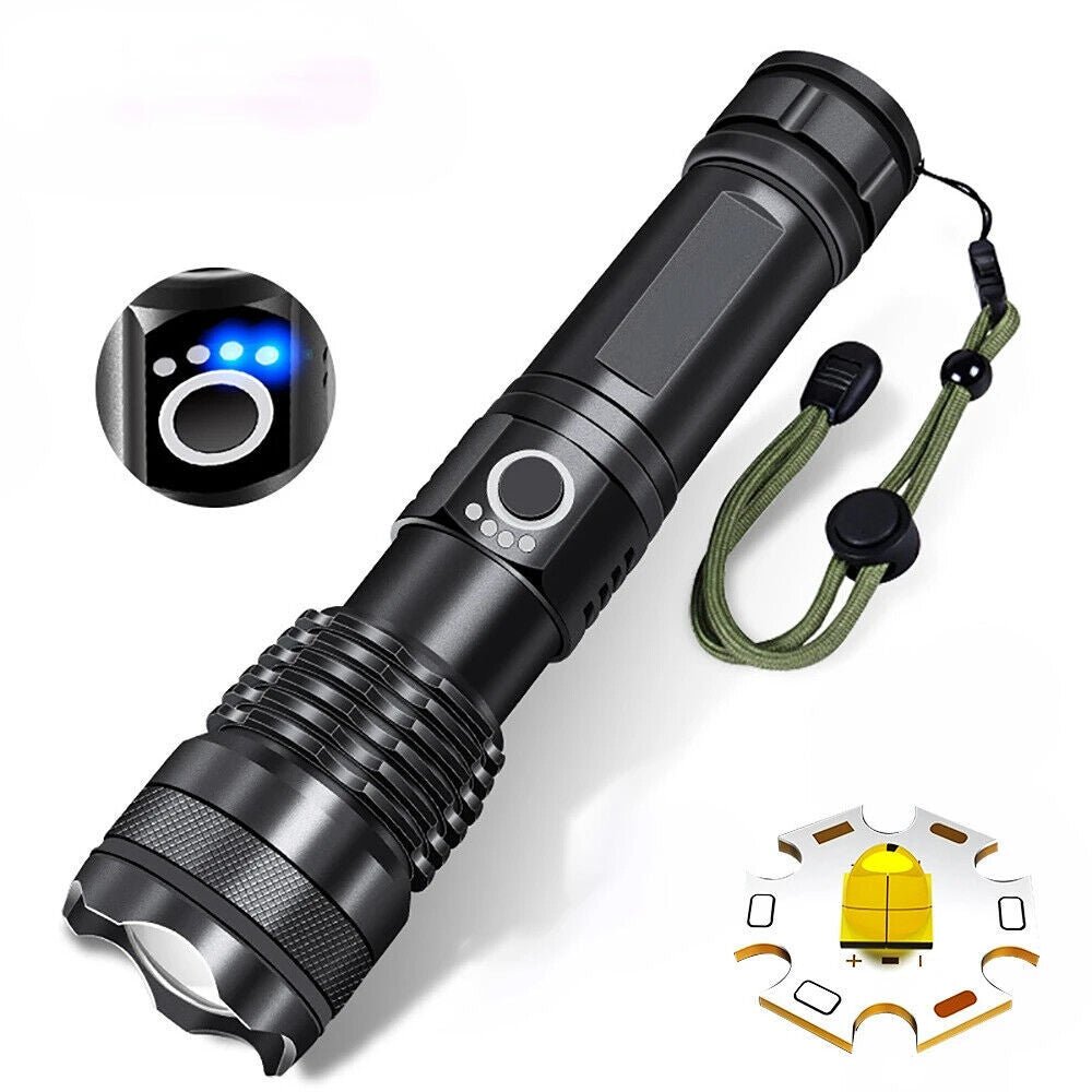 High Power 100,000 Lumen Ultra Bright Aluminum Flashlight LED Rechargeable UK