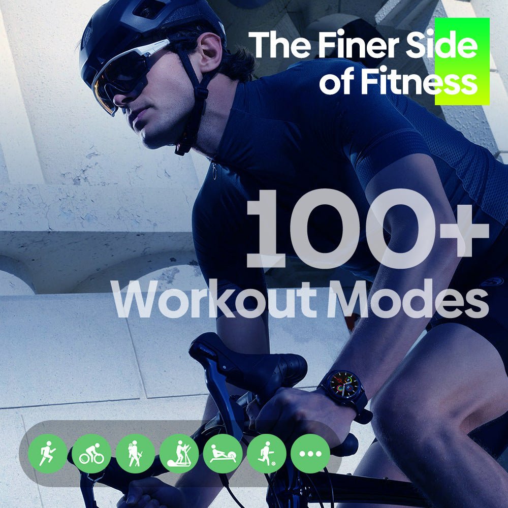 Bluetooth Fitness Mode Heart Rate Monitoring Smartwatch in pink, blue, and black with round touch screens and colorful fitness displays.