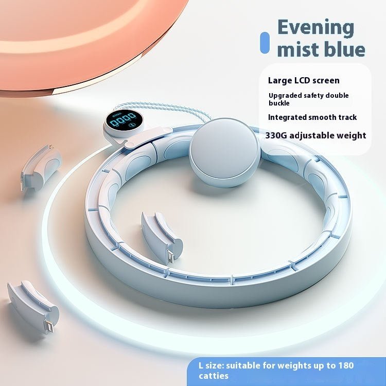 Removable Fitness Intelligent Digital Weight-bearing Fitness Equipment in white, worn around waist with digital display and rotating weights for body shaping.