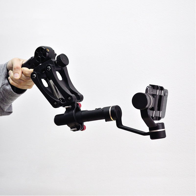 Phone Stabilizer - 4th Axis Gimbal with spring-loaded arm for DJI Osmo, compatible with all phone models and three-axis gyroscope stabilizers. Ideal for smooth handheld video recording.