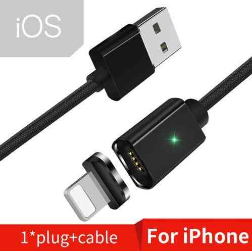 Magnetic phone cable with USB and detachable magnetic connector for iPhone fast charging and data transfer