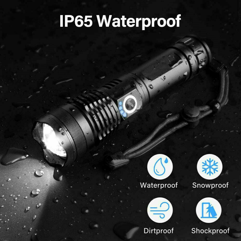 High Power 100,000 Lumen Ultra Bright Aluminum Flashlight LED Rechargeable UK