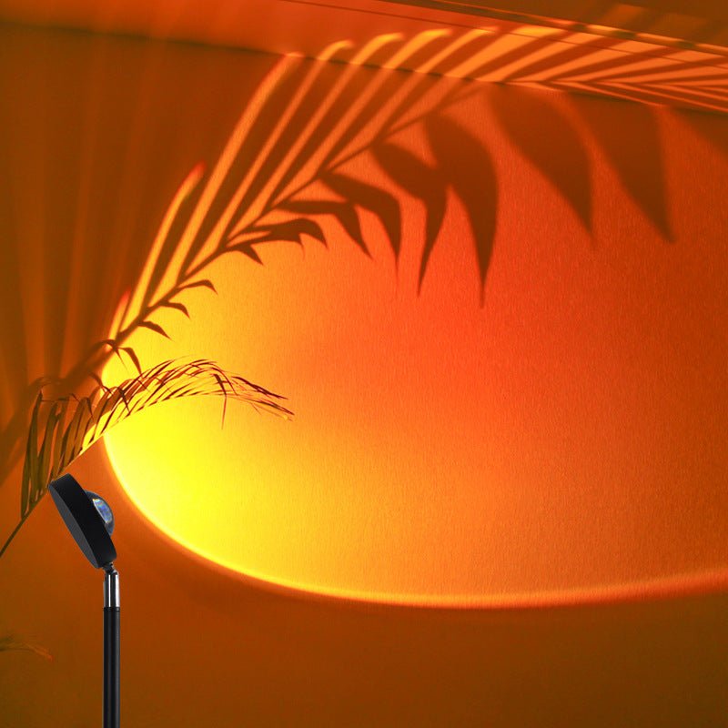 Live Broadcast Background Atmosphere Lights Sunset Sunset Lights projecting vibrant LED aurora patterns in orange, red, and blue hues on a wall.
