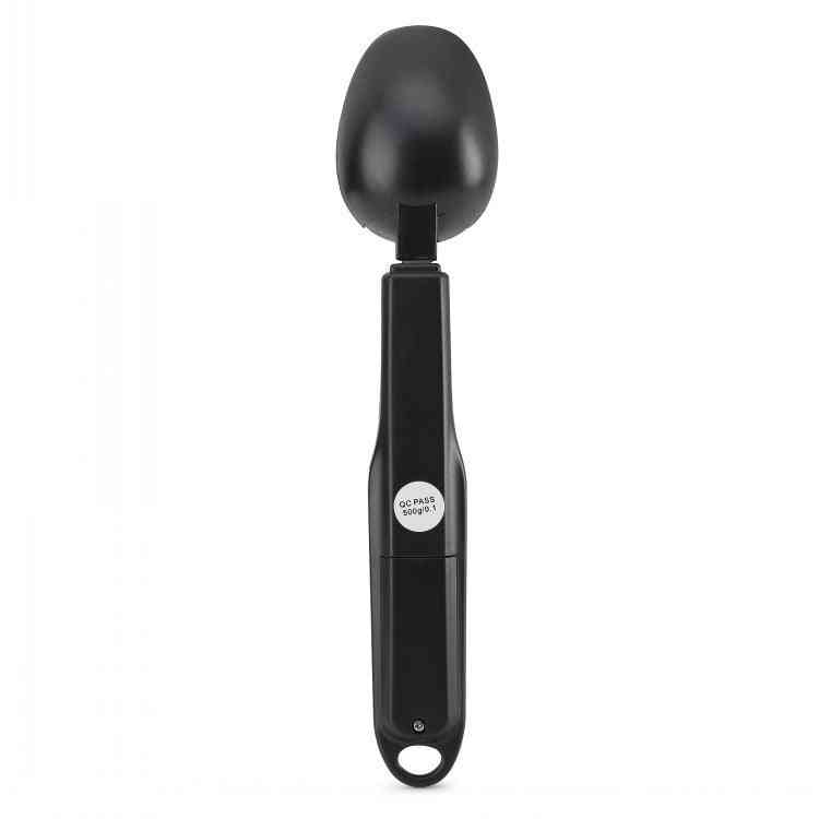 Digital Measuring Spoon with LCD display showing weight of granules, precision up to 500g and 0–30ml volume capacity, powered by AAA batteries.