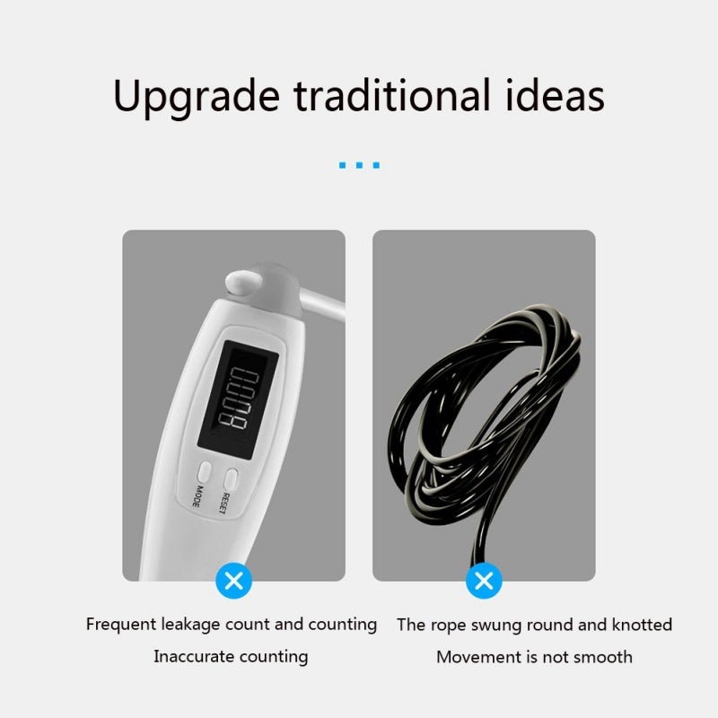 Woman using Cordless Jump Ropes Smart Electronic Digital wireless Skip Rope for indoor fitness. Ideal for calorie tracking and body building workouts.