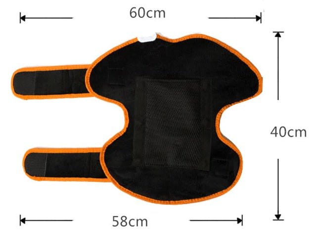 Warm heat electric heating knee protector leg vibration massager worn by woman sitting on floor. Multi-function joint massage device for legs.