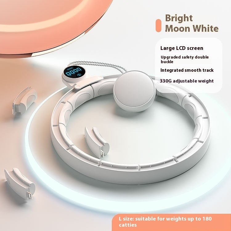 Removable Fitness Intelligent Digital Weight-bearing Fitness Equipment in white, worn around waist with digital display and rotating weights for body shaping.