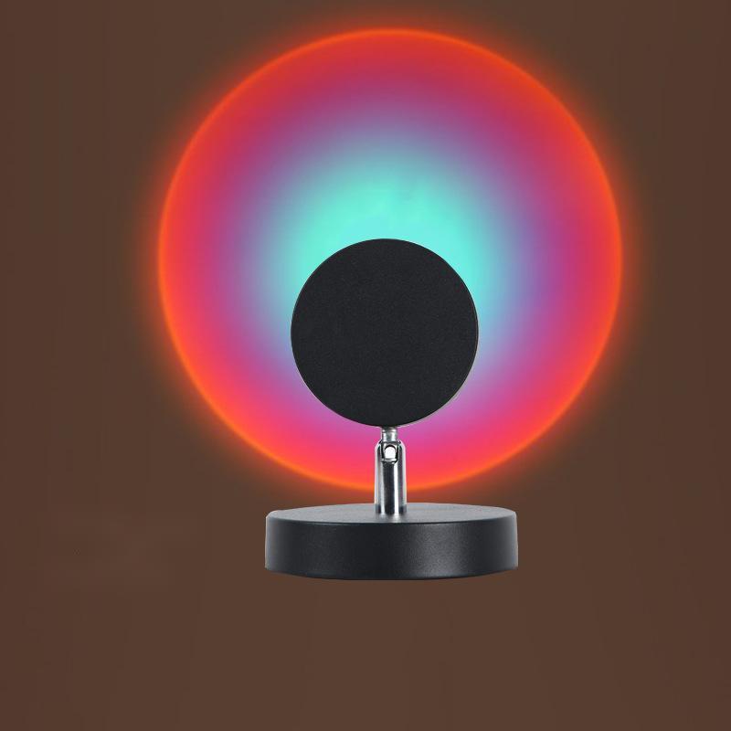 Live Broadcast Background Atmosphere Lights Sunset Sunset Lights projecting vibrant LED aurora patterns in orange, red, and blue hues on a wall.