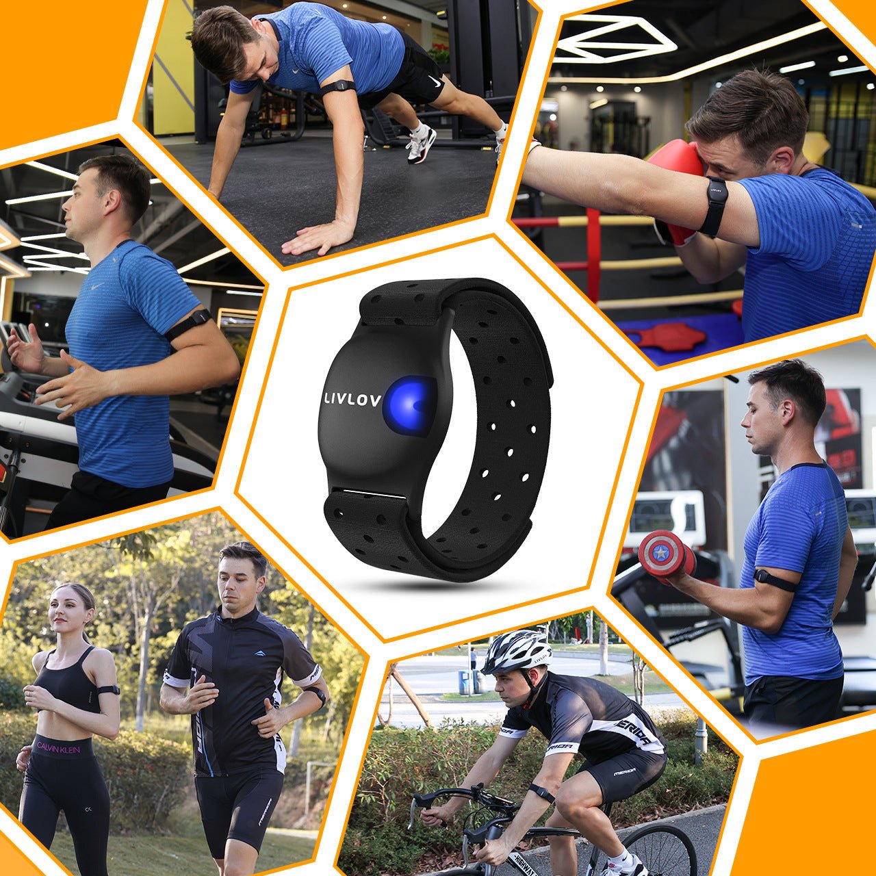 Marathon Running Outdoor Fitness Exercise Heart Rate Monitor with black adjustable strap and LED indicator, ideal for sports tracking and workouts.