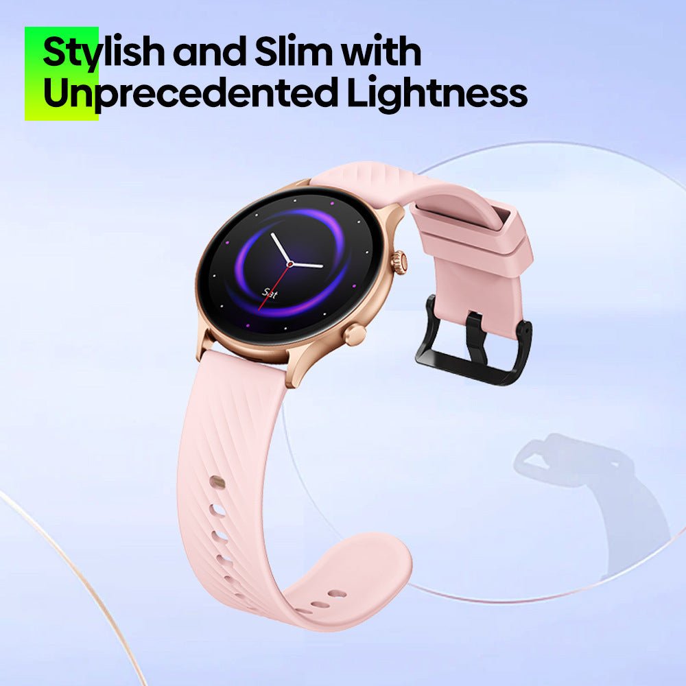 Bluetooth Fitness Mode Heart Rate Monitoring Smartwatch in pink, blue, and black with round touch screens and colorful fitness displays.