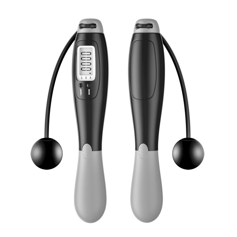 Woman using Cordless Jump Ropes Smart Electronic Digital wireless Skip Rope for indoor fitness. Ideal for calorie tracking and body building workouts.