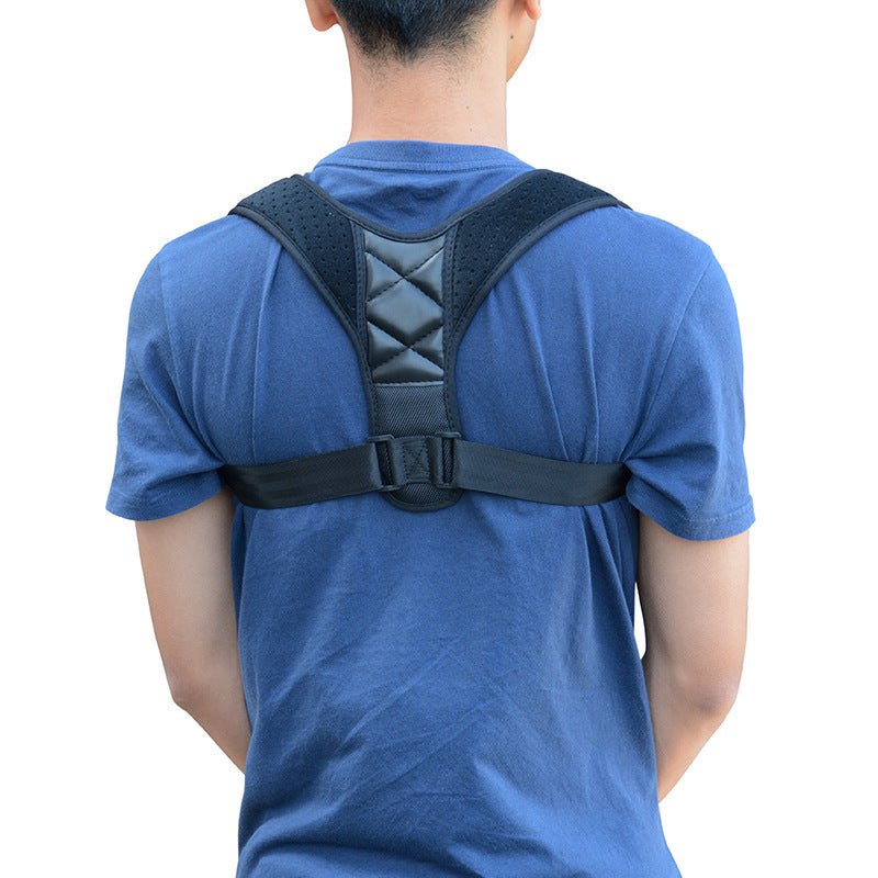 Medical Clavicle Posture Corrector Lower Back Correction Strap worn by man and woman, showing adjustable back support design. Ideal for posture improvement and spine alignment.