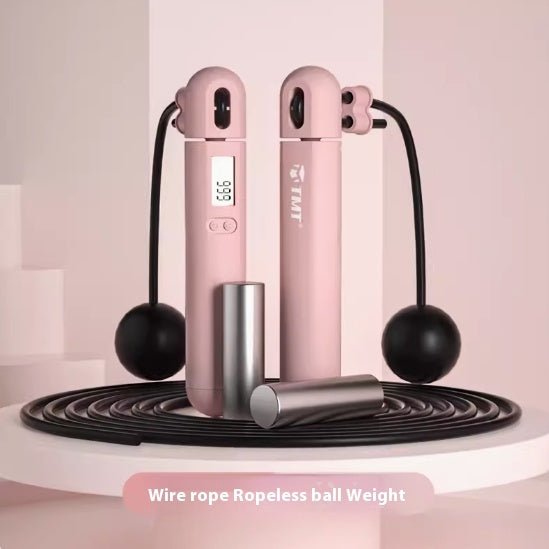 Electronic Counting Weight Burning Weight Loss Cordless Jumping Rope in pastel green, pink, and black with digital display for tracking workouts.