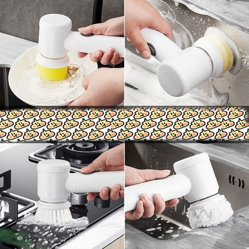 Kitchen Supplies Multifunctional Brush Electric Scrubber Rechargeable with interchangeable brush heads for dishwashing and stove cleaning