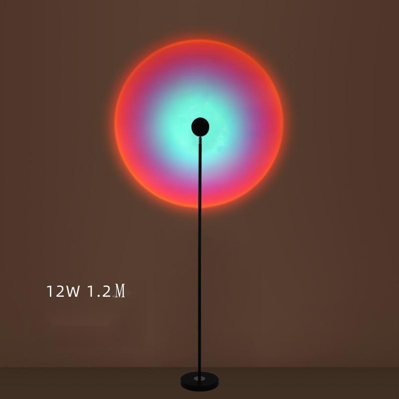 Live Broadcast Background Atmosphere Lights Sunset Sunset Lights projecting vibrant LED aurora patterns in orange, red, and blue hues on a wall.
