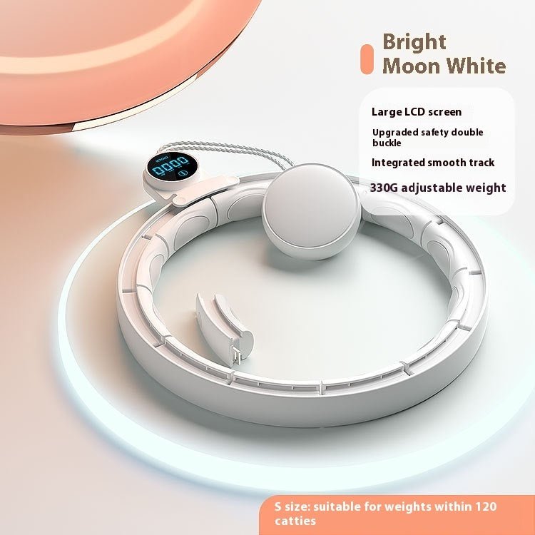 Removable Fitness Intelligent Digital Weight-bearing Fitness Equipment in white, worn around waist with digital display and rotating weights for body shaping.