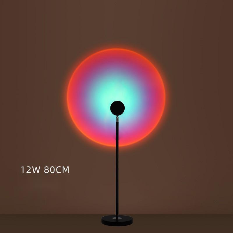 Live Broadcast Background Atmosphere Lights Sunset Sunset Lights projecting vibrant LED aurora patterns in orange, red, and blue hues on a wall.