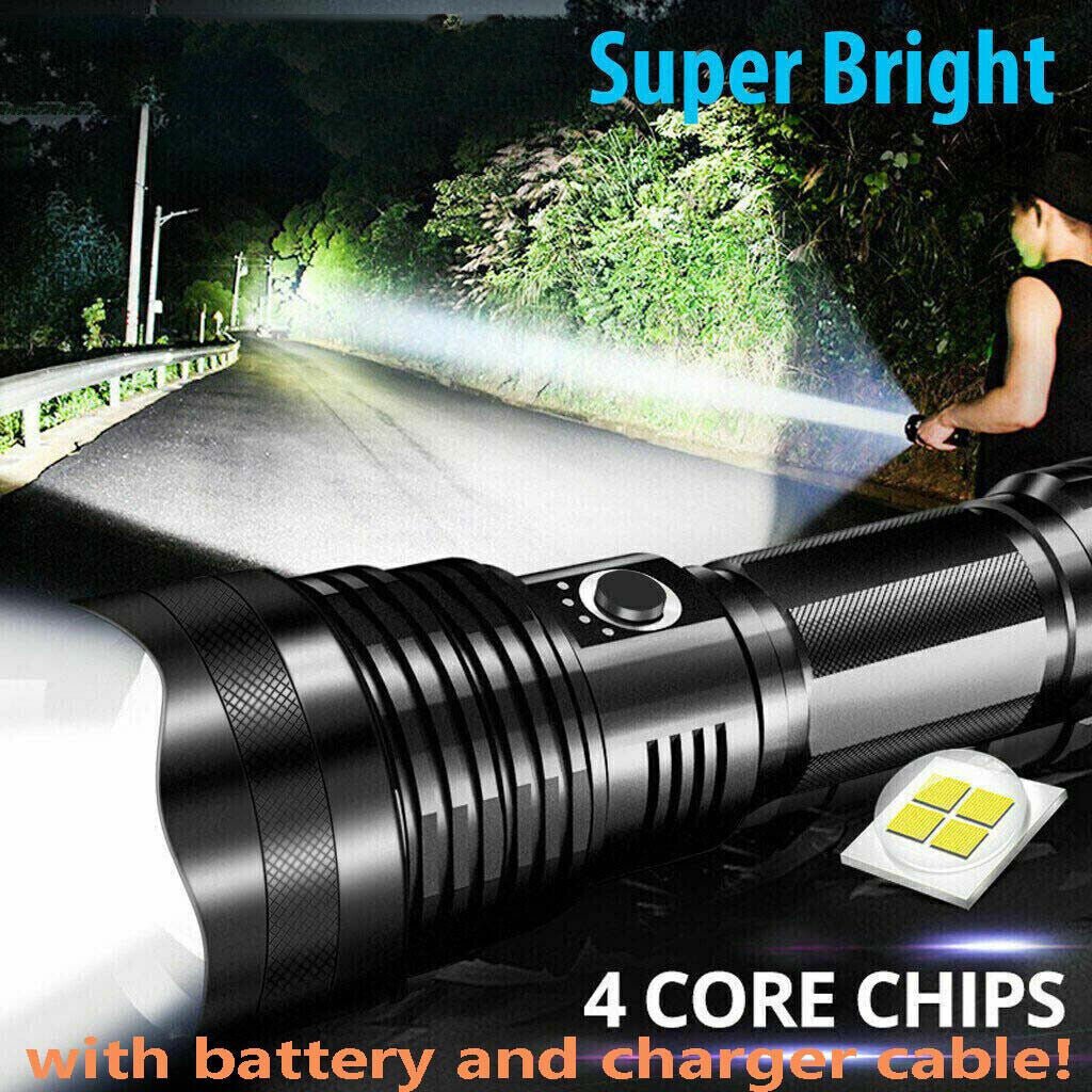 High Power 100,000 Lumen Ultra Bright Aluminum Flashlight LED Rechargeable UK