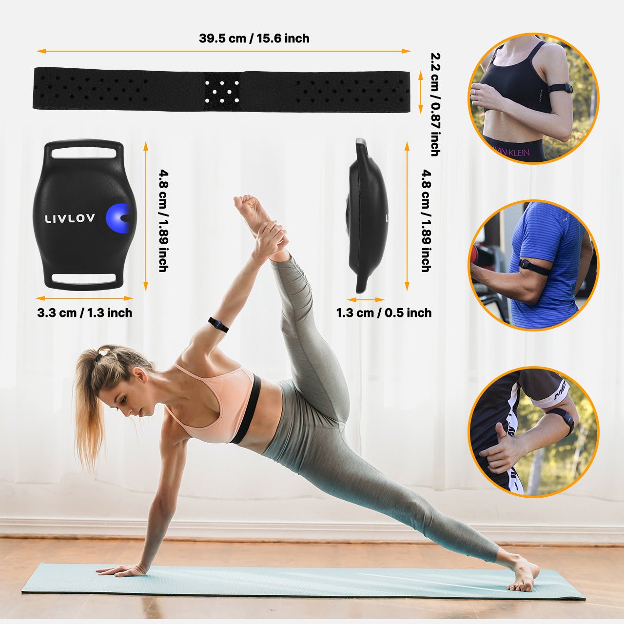 Marathon Running Outdoor Fitness Exercise Heart Rate Monitor with black adjustable strap and LED indicator, ideal for sports tracking and workouts.
