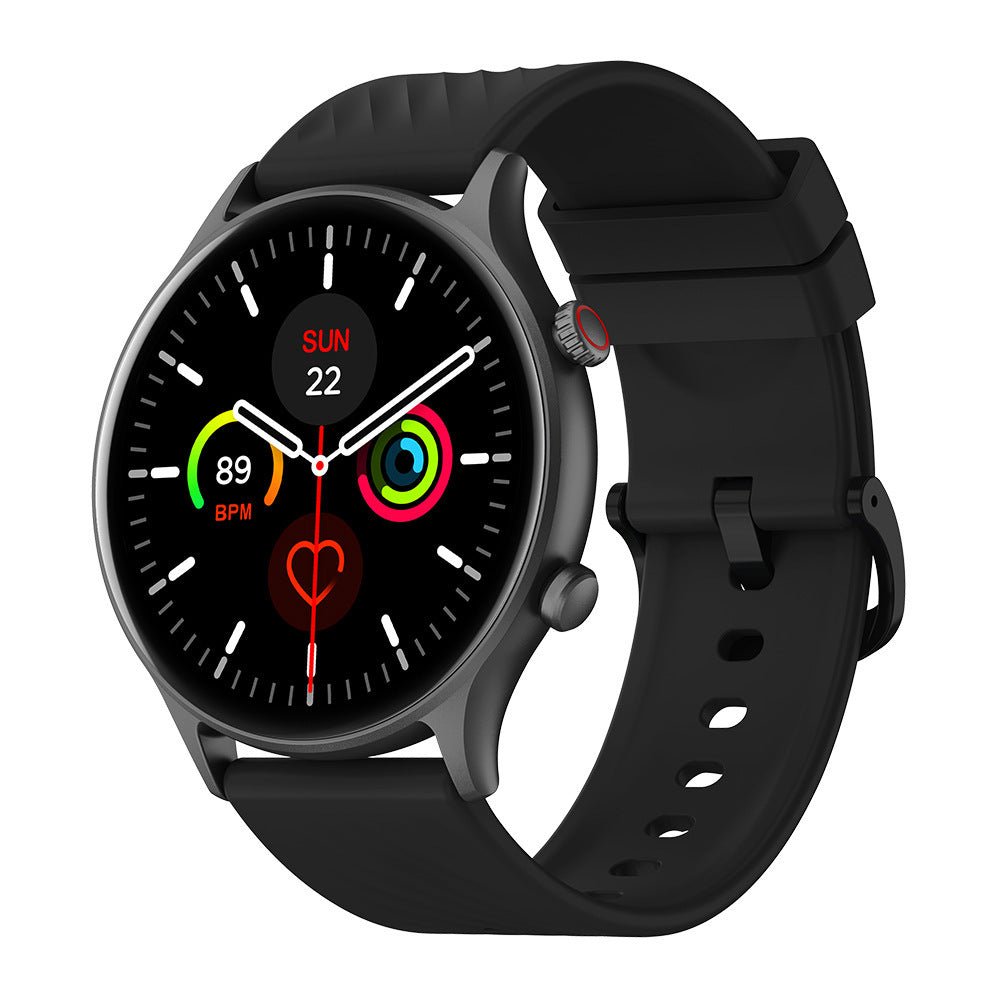 Bluetooth Fitness Mode Heart Rate Monitoring Smartwatch in pink, blue, and black with round touch screens and colorful fitness displays.
